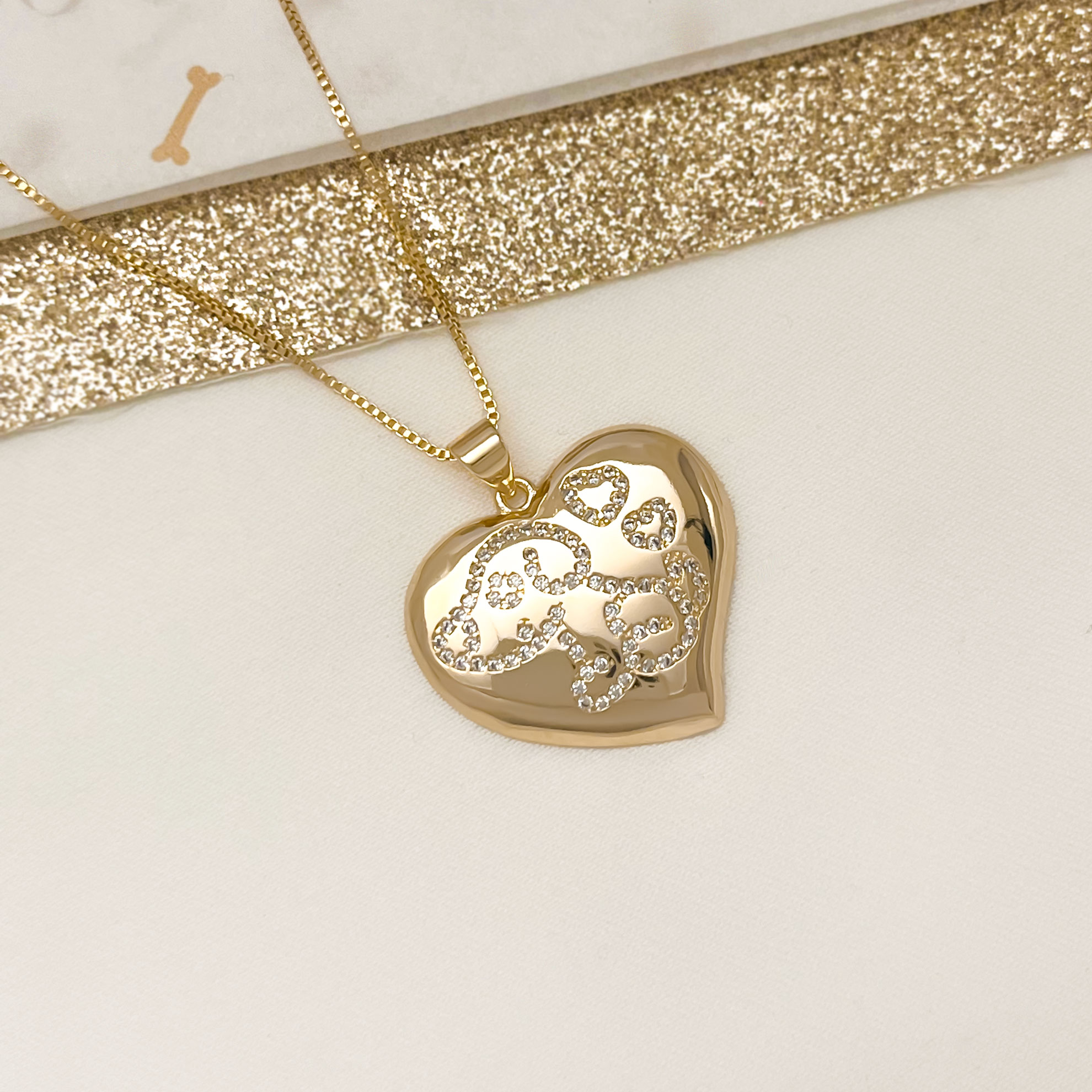 Luxury “Dog Love” Necklace with Crystal - Gold-Plated
