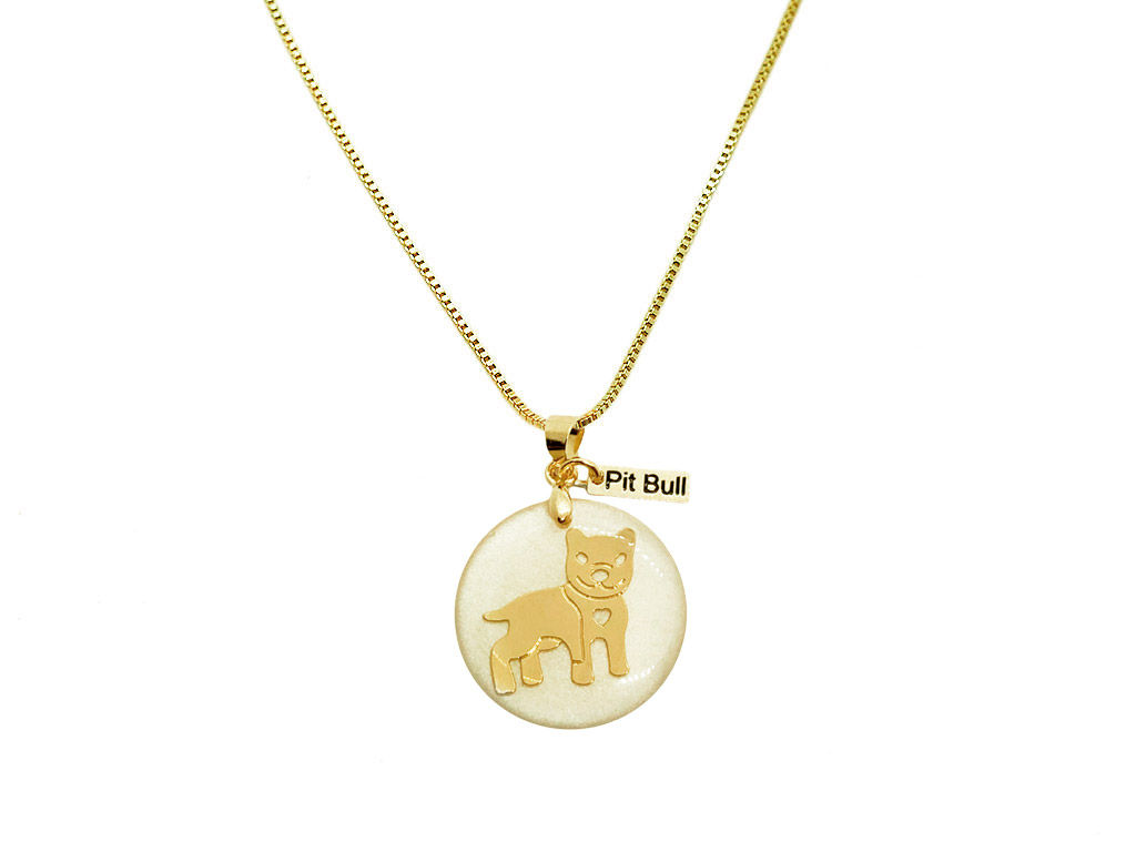 Pitbull Mother-of-Pearl Necklace - Gold-Plated